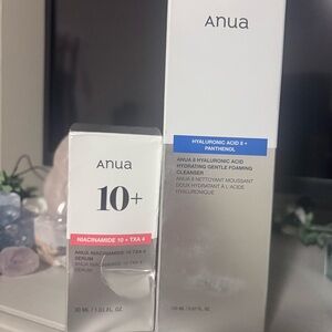 Anua Niacinamide 10+ Serum and Gentle Hyaluronic Acid and Pantheol Cleanser